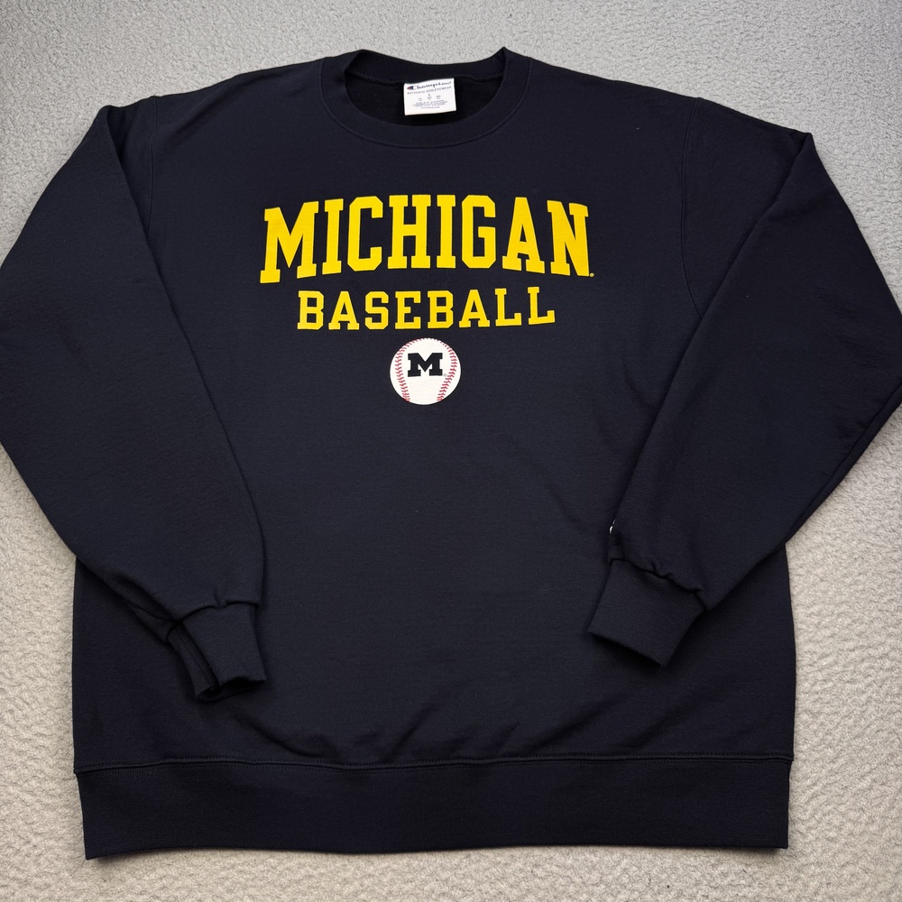 Michigan Wolverines Baseball Sweatshirt Mens Large NCAA College Champion Crewnec